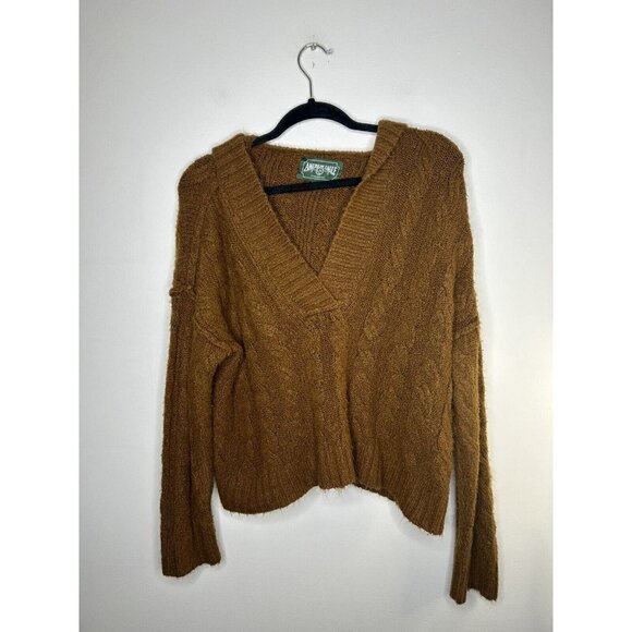 American Eagle Outfitters Oversized Cropped Hoodie Brown Sweater Size Sm… - Picture 2 of 9